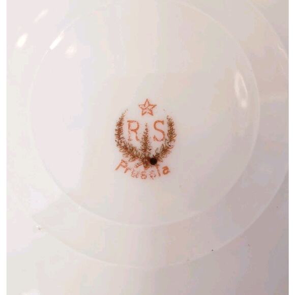 Beautiful Vintage RS PRUSSIA Red Mark Porcelain 11" Cake Plate Pink Roses Gold - Picture 8 of 9